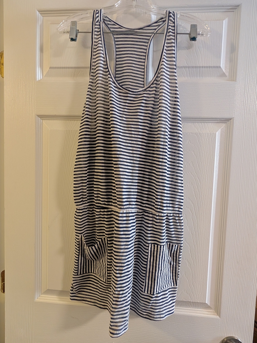 Cupshe Navy Striped Racerback Tank Dress Swim Coverup XL